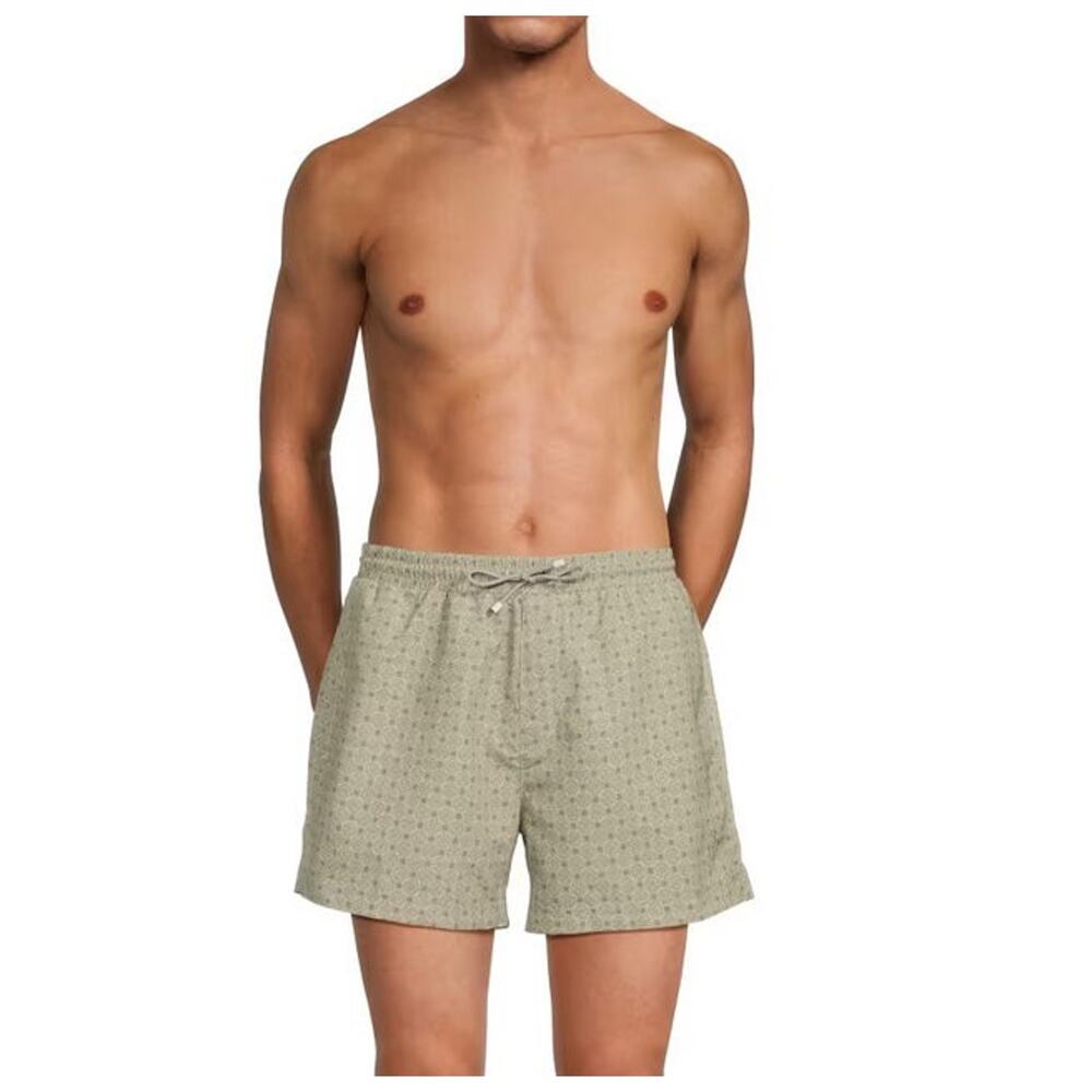$795 NWT Brunello Cucinelli Gray Geometric Printed Drawstring Swim Shorts Size L